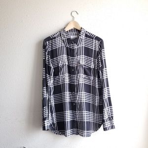 Equipment check plaid silk blouse L